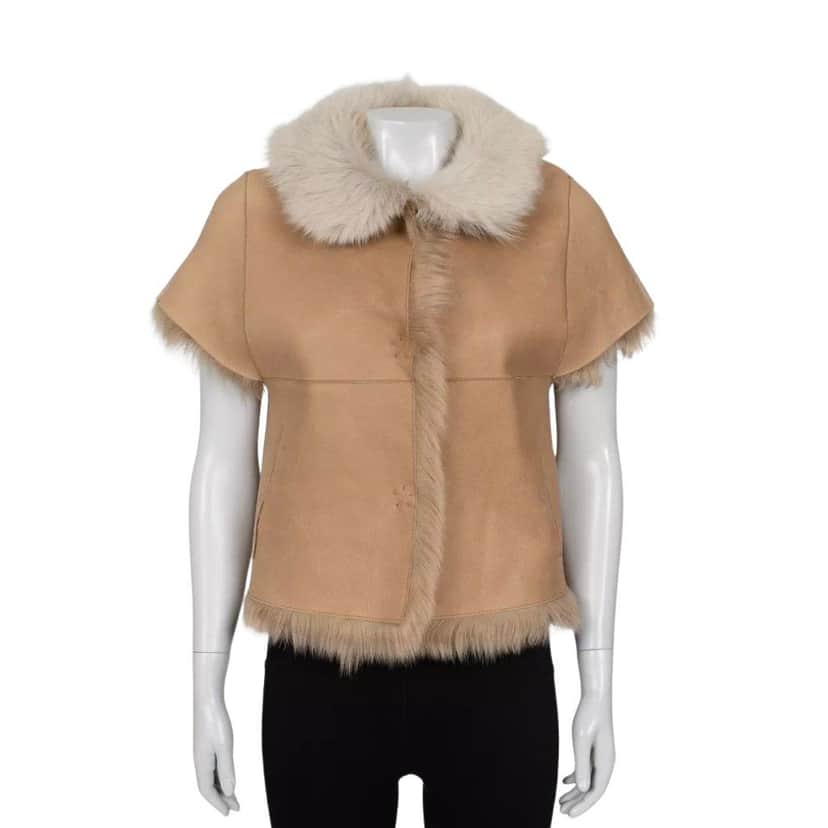 Yves Salomon Yves Salomon Brown Leather Shearling Jacket  Sz.36/S Pre-owned Brown Leather Good condition - Front View