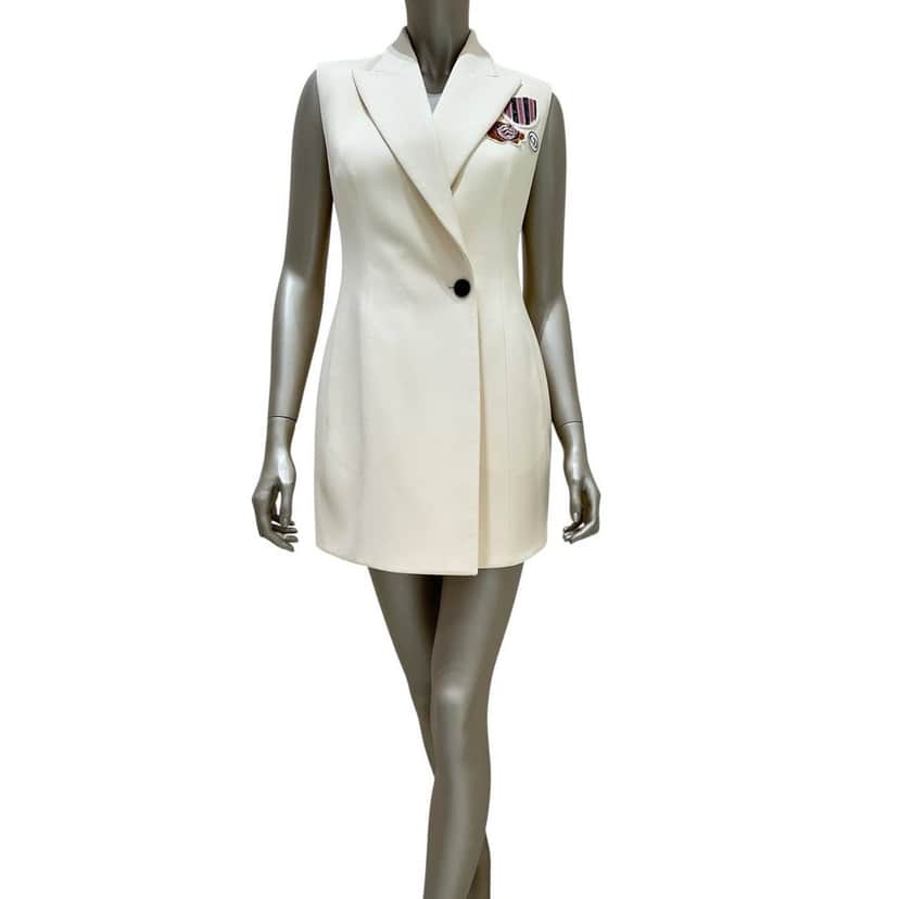 Christian Dior Christian Dior Cream Wool & Silk Vest Dress - Size 38 pre-owned Beige Wool Good condition - Front View