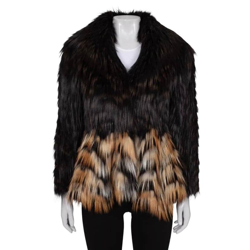 Blumarine Blumarine Brown Faux Fur Coat Size 40 / S Pre-owned Brown Silk Good condition - Front View