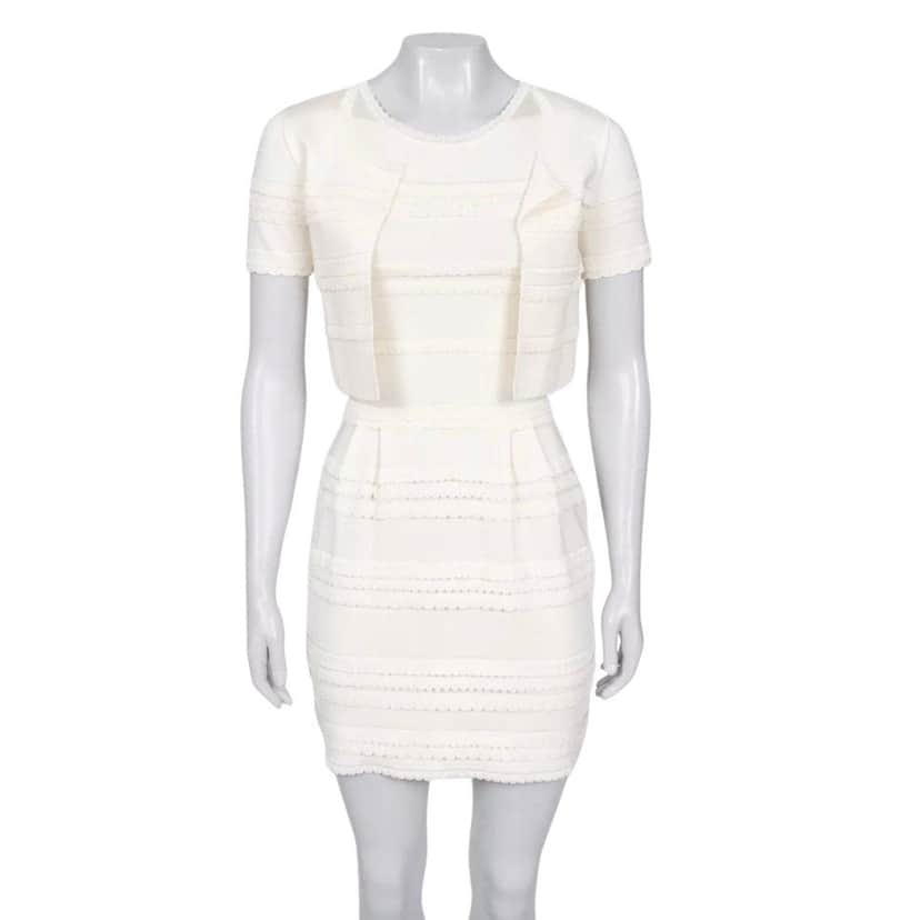 Christian Dior Christian Dior White Dress & Jacket Set - Size S Pre-owned White Good condition - Front View