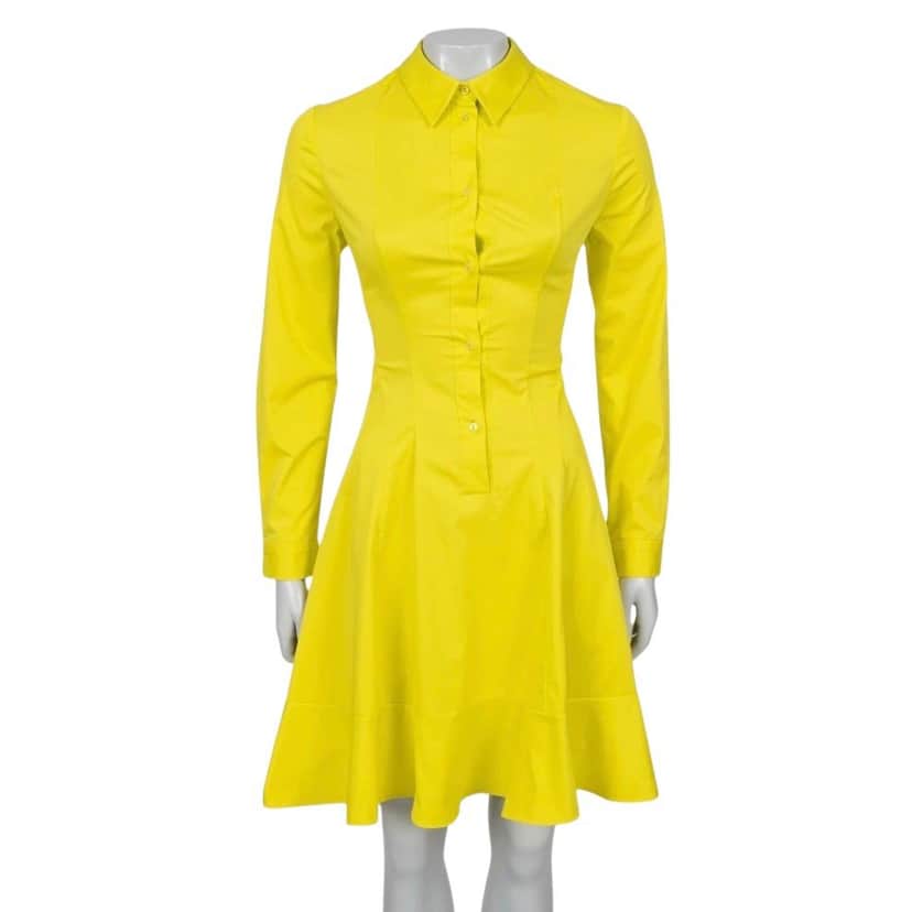 Christian Dior Christian Dior Yellow Cotton Blend Fitted Shirt Dress IT 42/M Pre-owned Yellow Cotton Good condition - Front View