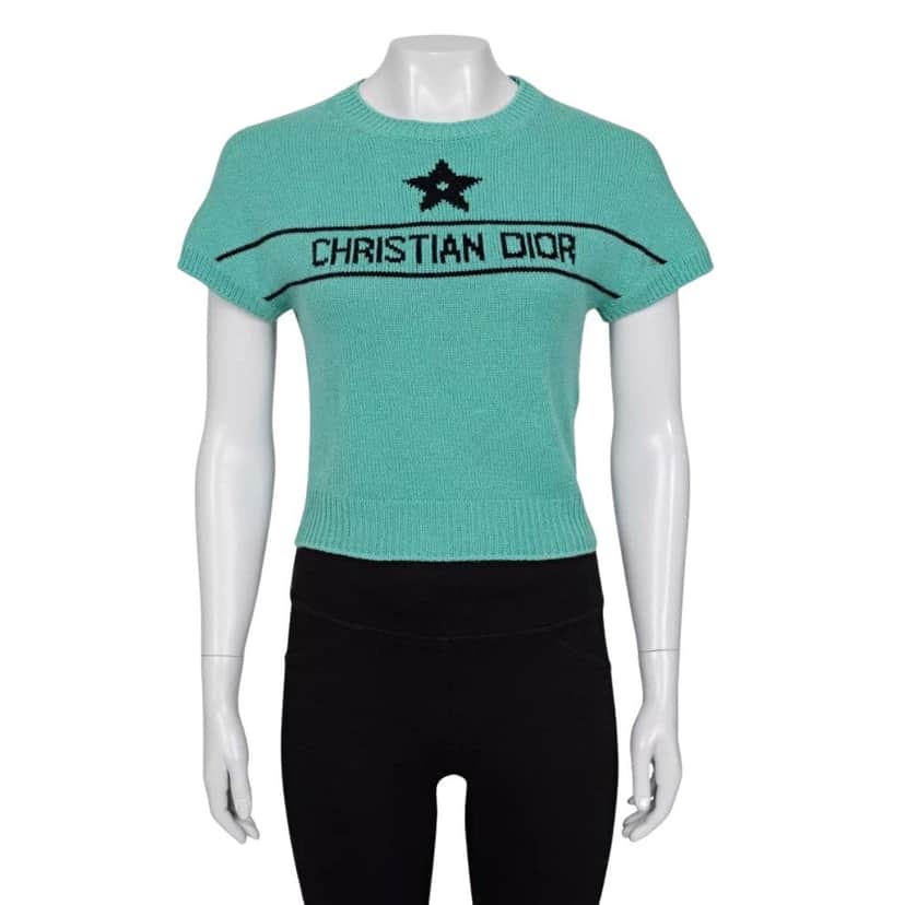 Christian Dior Christian Dior Green Cashmere Signature Top Sz.36/S Pre-owned Green Wool Good condition - Front View