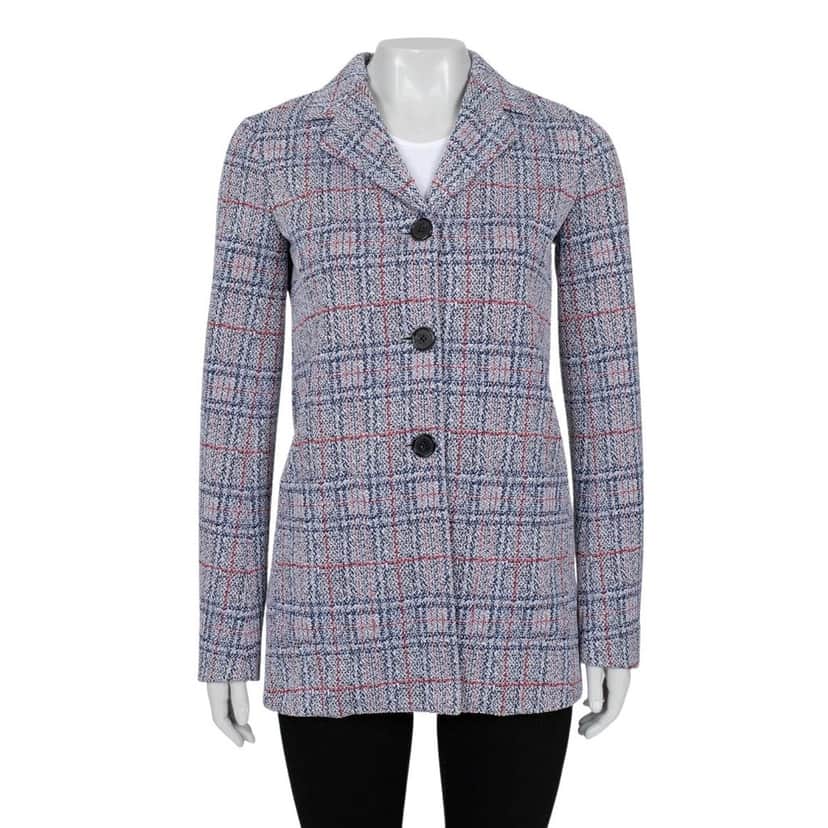 Celine Celine Checked Blazer - Cotton Blend, Silk Lined - Size 36 Pre-owned Grey Cotton Good condition - Front View