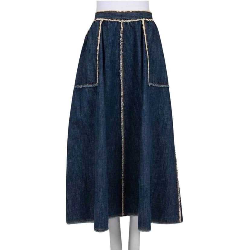 Christian Dior Christian Dior Denim Full Skirt - Size FR40 / L pre-owned Blue Denim Good condition - Front View