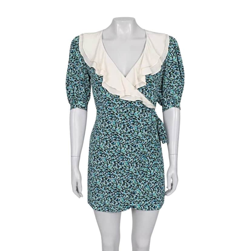 Alessandra Rich Alessandra Rich Blue Floral Silk Dress  Sz.40 Pre-owned Blue Silk Good condition - Front View