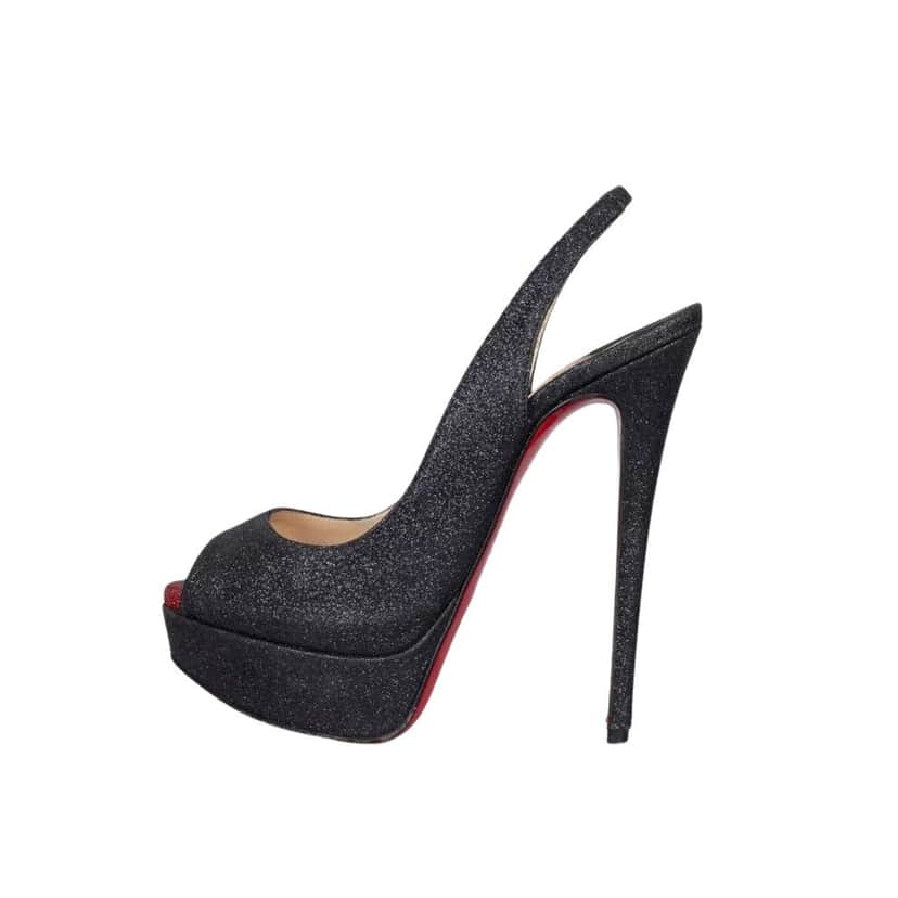 Christian Louboutin Christian Louboutin Black Glitter Sandals Sz. 35 Pre-owned Black Leather Good condition - Front View
