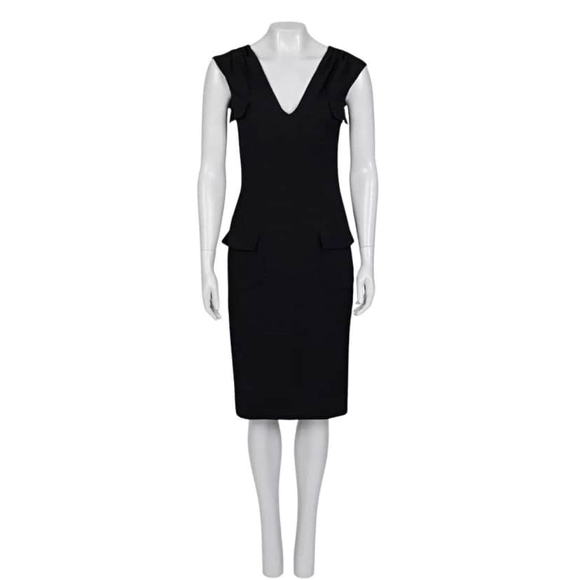Christian Dior Christian Dior Black Fitted Wool Dress Sz.36/S Pre-owned Black Wool Good condition - Front View
