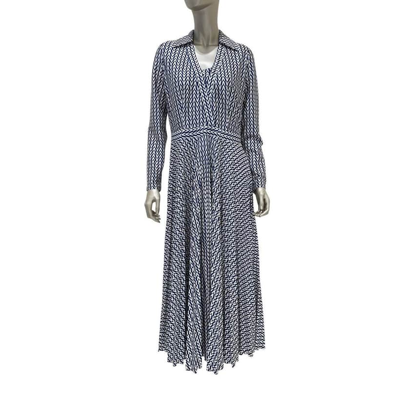 valentino Valentino Blue V-Print Maxi Dress Sz.M Pre-owned Blue Good condition - Front View