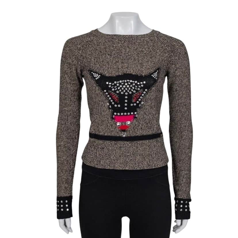 Sonia Rykiel Sonia Rykiel Brown Crystal Embellished Wool Cashmere Sweater Sz.36 pre-owned Brown Wool Good condition - Front View