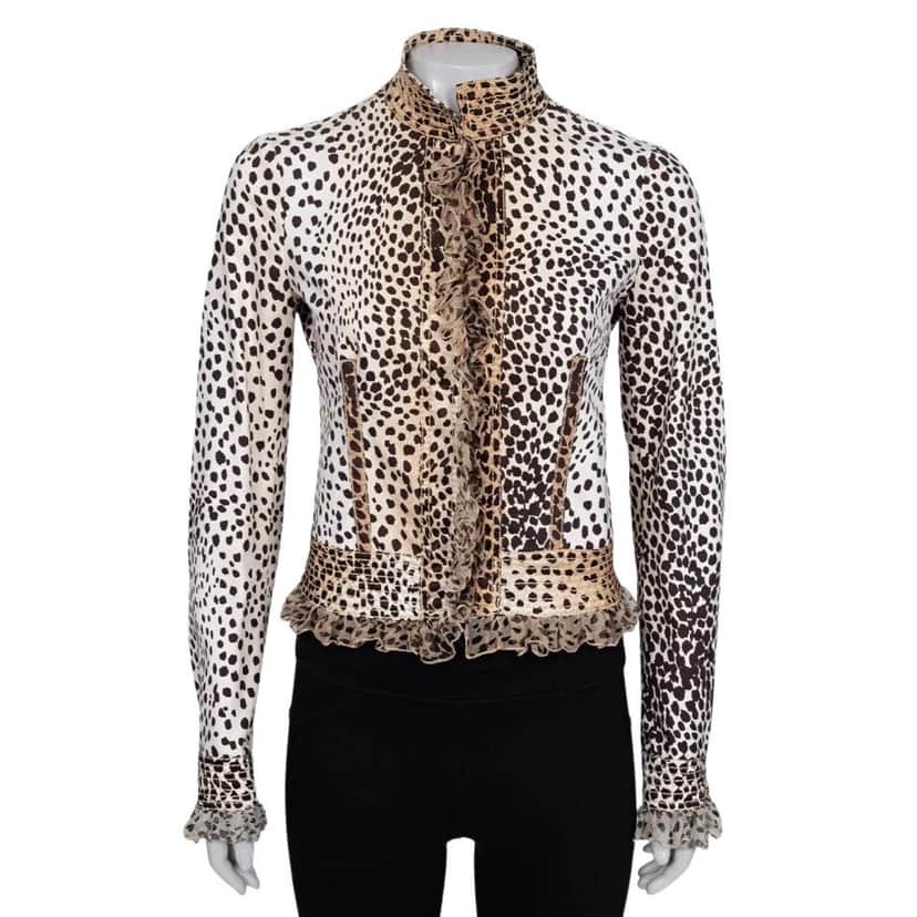 Roberto Cavalli Roberto Cavalli Animal Print Fitted Jacket IT38 XS pre-owned Other Cotton Good condition - Front View
