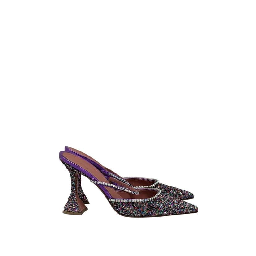 Amina Muaddi Amina Muaddi Gilda Multicolor Glitter Leather Mules Sz 39.5 Red Leather Never worn - Front View