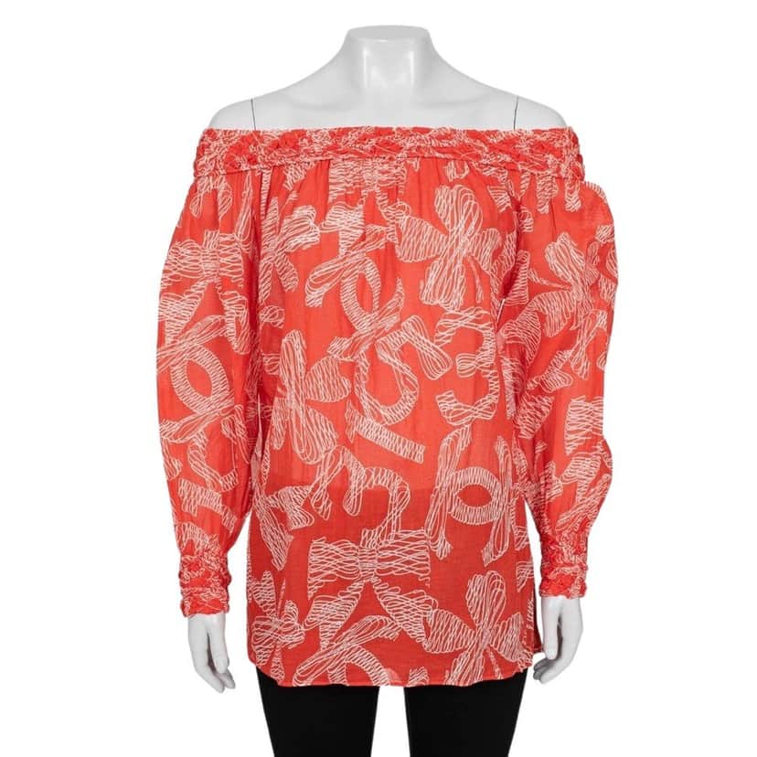 Chanel Chanel Vintage Orange Cotton Long Sleeve Blouse Sz.38/ M Pre-owned Orange Cotton Good condition - Front View