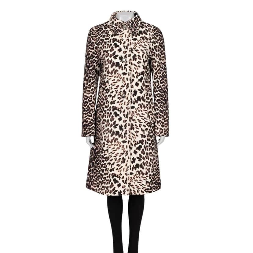 PRADA NWOT Prada Brown Animal Print Wool Coat - IT42 / M Pre-owned Brown Wool Never worn - Front View