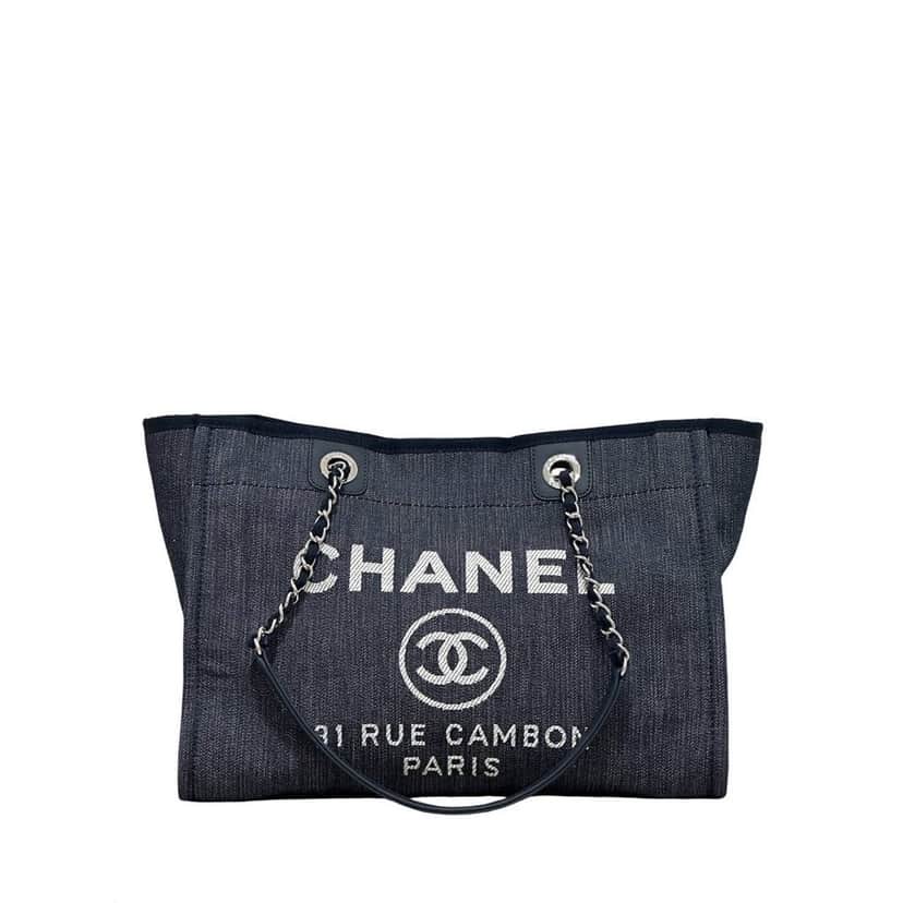 Chanel Chanel Deauville Large Denim Canvas Tote Bag Pre-owned Navy Denim Good condition - Front View