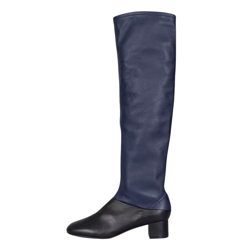 Celine NWB Celine Blue & Black Leather Boots - Size 39.5 Pre-owned Black Leather Never worn - Front View