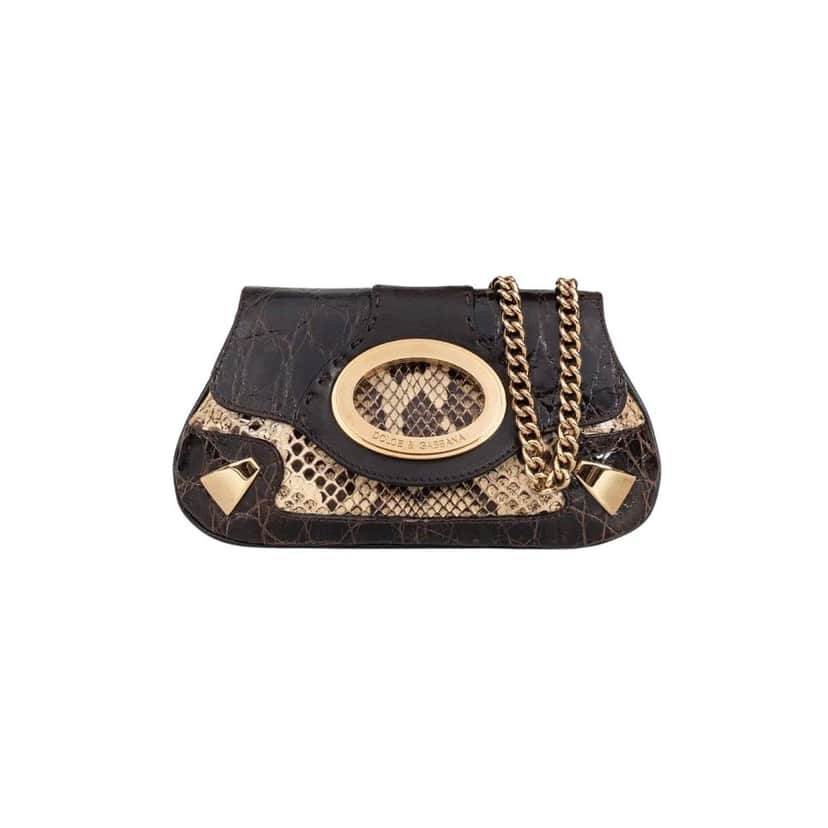 Dolce & Gabbana Dolce & Gabbana Brown Python Print lambskin Leather Crossbody Bag pre-owned Brown Leather Good condition - Front View