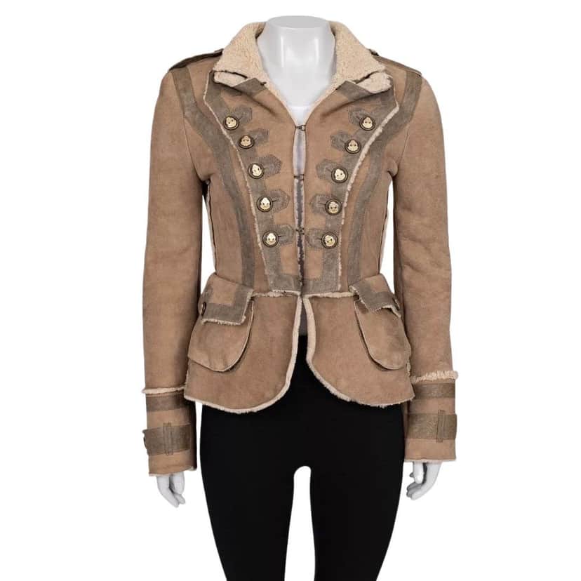 Dolce & Gabbana Dolce & Gabbana Brown Lambskin Shearling Coat Sz.40 (S) Pre-owned Brown Leather Good condition - Front View