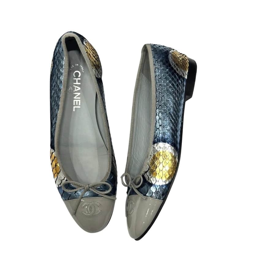 Chanel Chanel Python Snake Print Lambskin Ballet Flats Sz.41 Pre-owned Other Leather Good condition - Front View