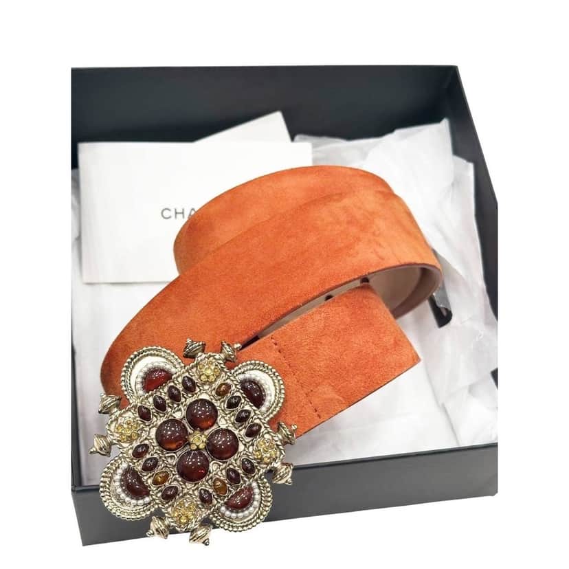 Chanel NWOB Chanel Suede Belt Cruise 2011 - Size 85 pre-owned Black Suede Never worn - Front View