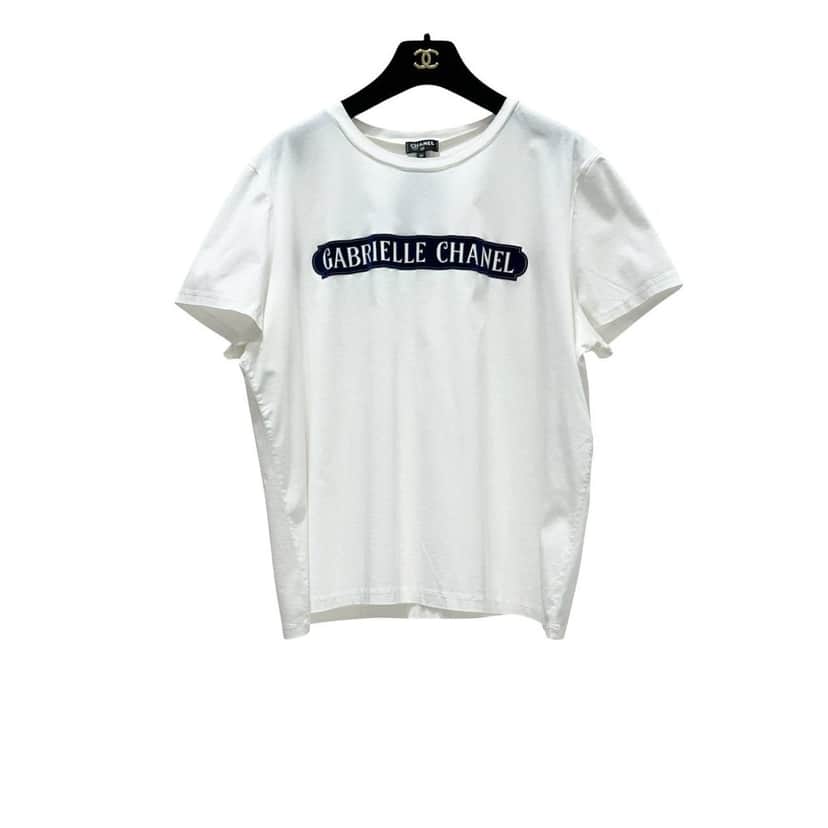 Chanel Chanel Gabrielle White Short Sleeve Cotton Top Sz 50 Pre-owned White Cotton Good condition - Front View
