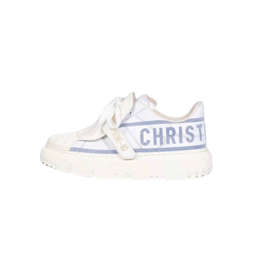 Christian Dior Christian Dior Dior-ID Textile Sneakers Size 37 Pre-owned White Leather Good condition - Front View