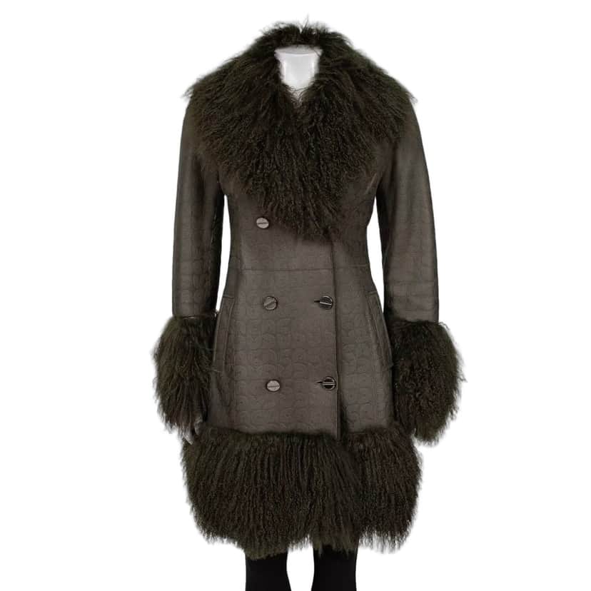 Gianfranco Ferré Ferre Green Shearling Coat IT42 Pre-owned Green Shearling Good condition - Front View