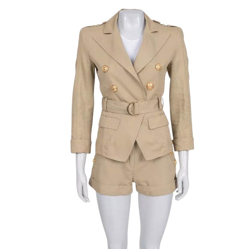Balmain Balmain Beige Cotton-Linen Suit with Shorts Sz. FR36 / S Pre-owned Beige Cotton Good condition - Front View