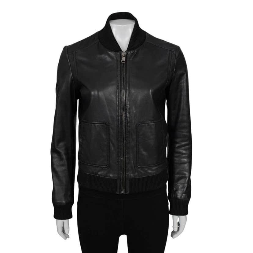 Dolce & Gabbana Dolce & Gabbana Black Leather Bomber Jacket - IT38/XS pre-owned Black Leather Good condition - Front View