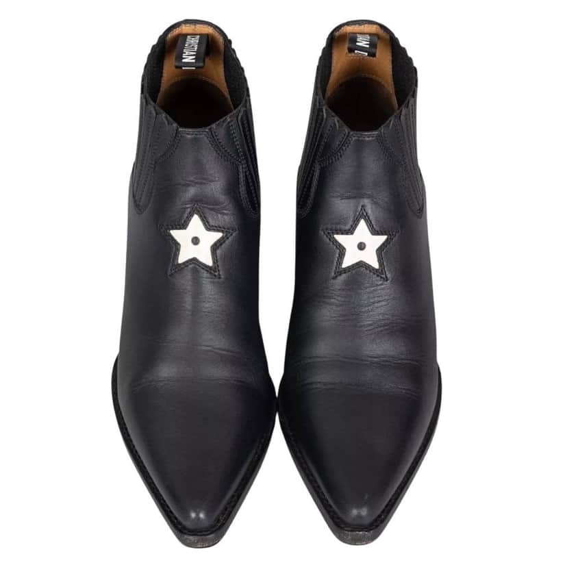 Christian Dior Christian Dior Black Leather Cowboy Boots - Size 37.5 pre-owned Black Leather Good condition - Front View