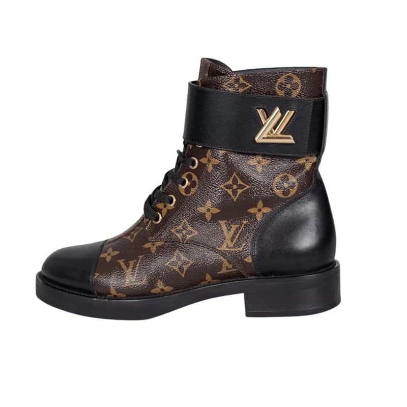 Louis Vuitton Louis Vuitton Wonderland Leather & Canvas Ankle Boots Sz 38 pre-owned Brown Leather Good condition - Front View