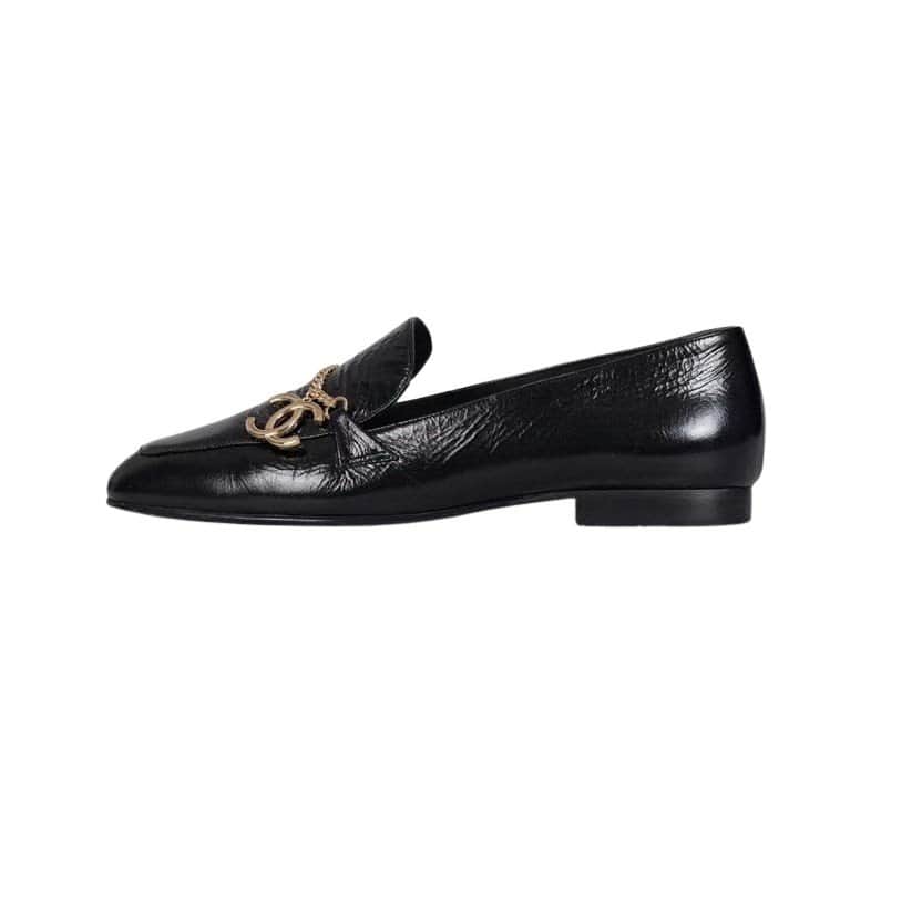 Chanel Chanel Black Leather CC Logo Ballet Flats - Size 38.5 pre-owned Black Leather Good condition - Front View