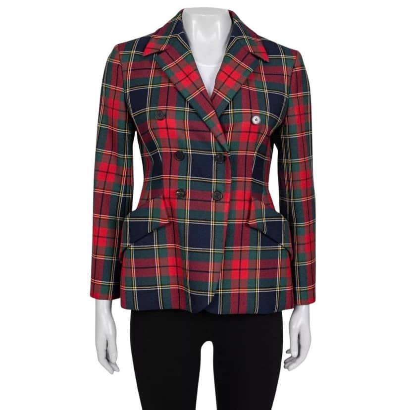 Christian Dior Christian Dior 2019 Tartan Fitted Wool Jacket Sz 40 pre-owned Other Wool Good condition - Front View