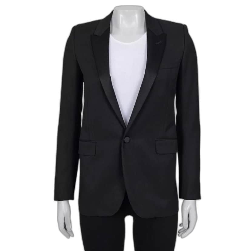 Saint Laurent Saint Laurent Black Straight Fit  Satin Lapels Blazer Sz.XS Pre-owned Black Satin Good condition - Front View