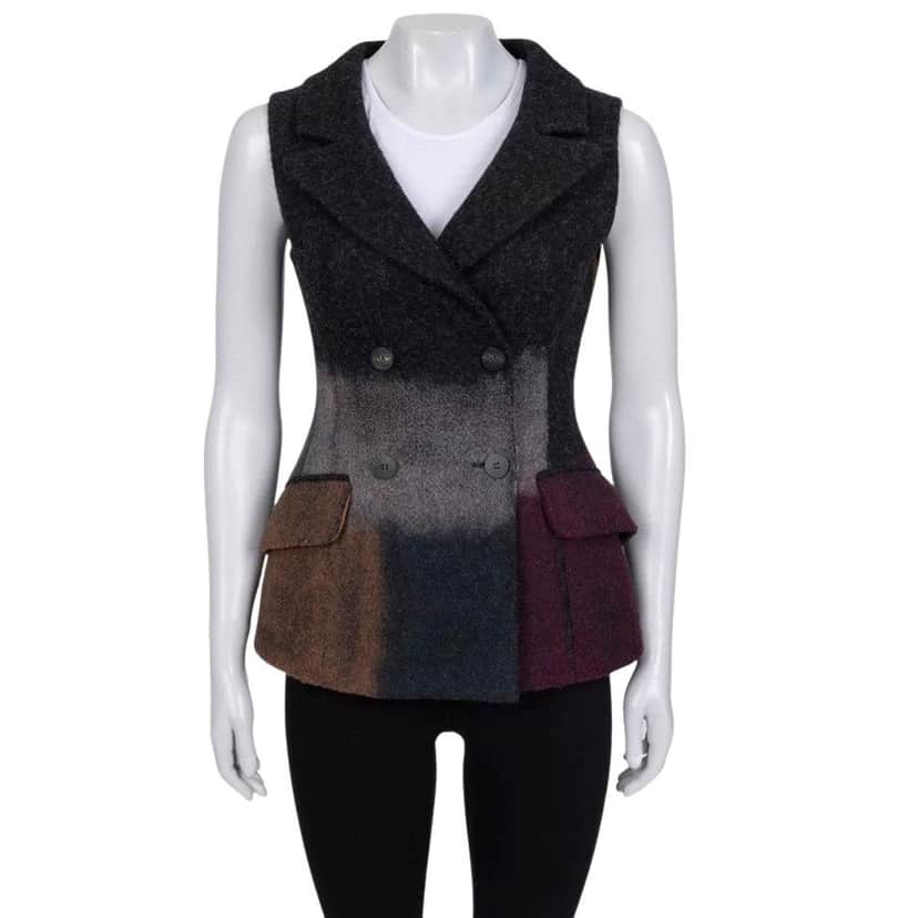 Christian Dior Christian Dior Wool Fitted Vest - Sz/36 Pre-owned Red Wool Good condition - Front View