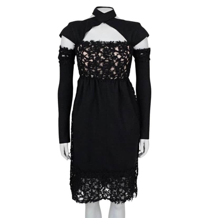 Fendi Fendi Black Wool Detachable Sleeves l Dress Sz/40/S Pre-owned Black Wool Good condition - Front View