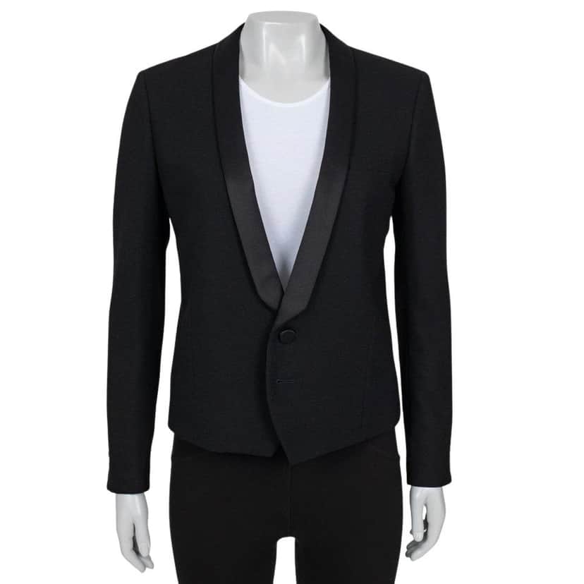 Saint Laurent Saint Laurent Black Wool Satin Lapels Jacket Sz.40 pre-owned Black Wool Good condition - Front View