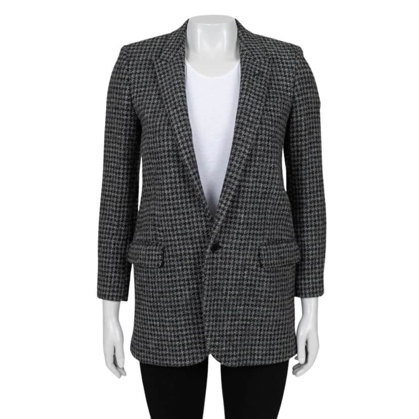 Saint Laurent NWOT Saint Laurent Houndstooth Wool Jacket, FR36/S Pre-owned Red Wool Never worn - Front View