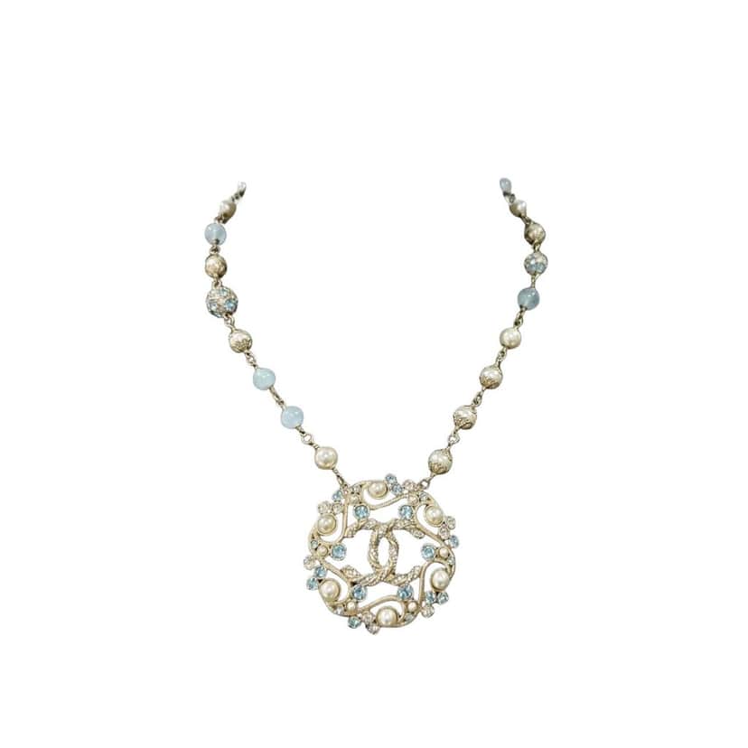 Chanel Chanel B19 Aquamarine Resin & Pearls Necklace Pre-owned Other Lace Good condition - Front View