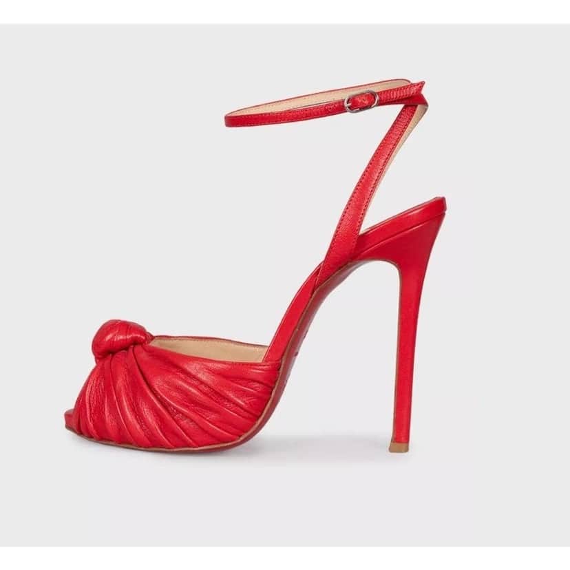 Christian Louboutin Christian Louboutin Red Leather Strappy Sandals Size 38 pre-owned Red Leather Good condition - Front View