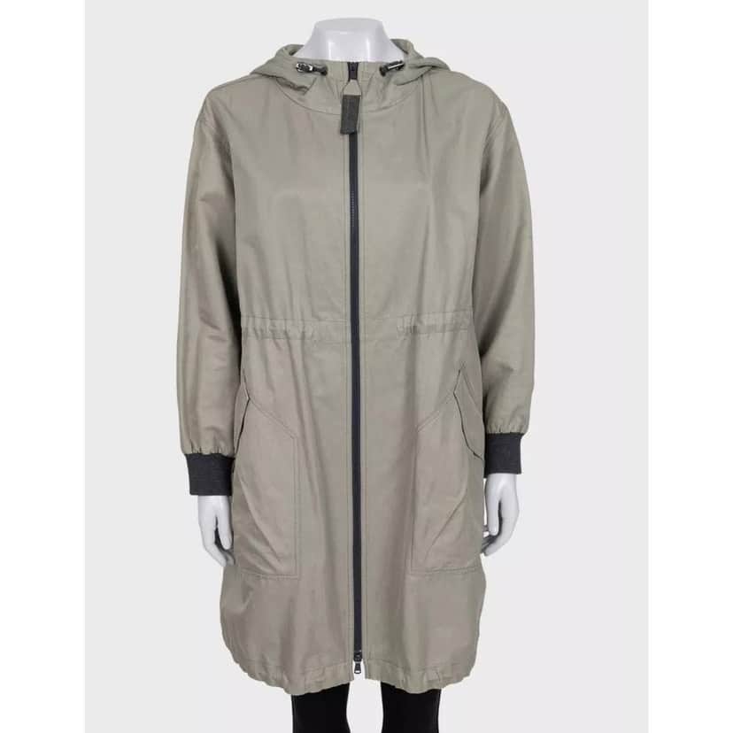 Brunello Cucinelli Brunello Cucinelli Green Hooded Coat - IT40/S Pre-owned Green Cotton Good condition - Front View
