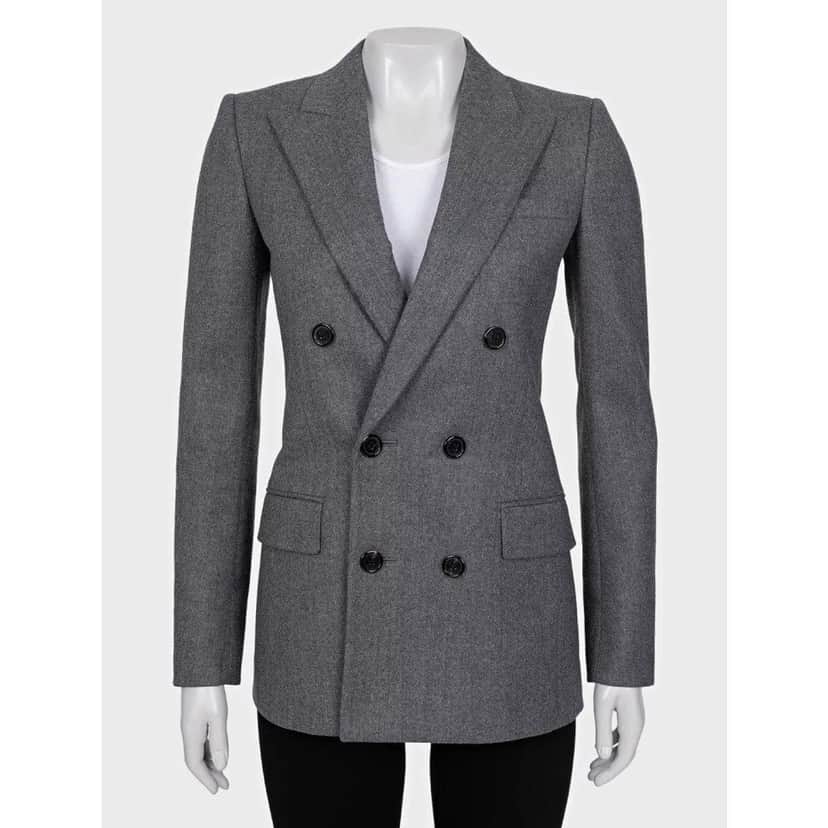 Saint Laurent NWOT Saint Laurent Grey Wool Fitted Jacket - Size S / FR36 Pre-owned Grey Wool Never worn - Front View