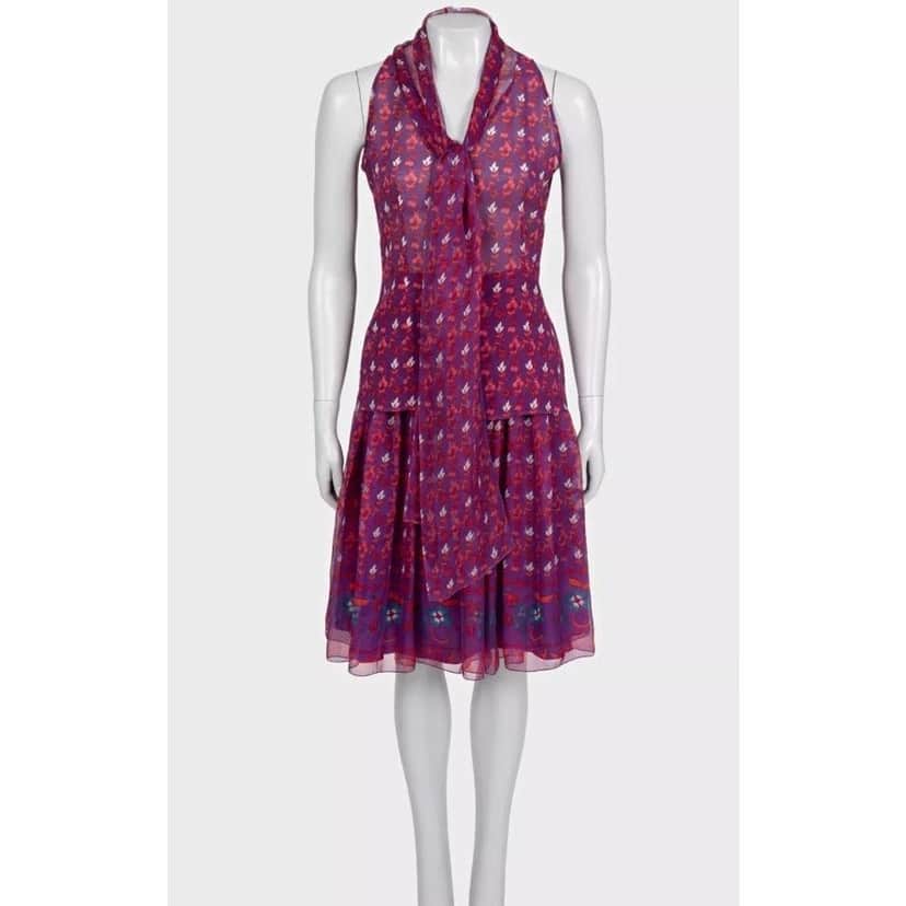 Christian Dior Christian Dior Elegant Purple Silk Suit - Size L Pre-owned Purple Silk Good condition - Front View
