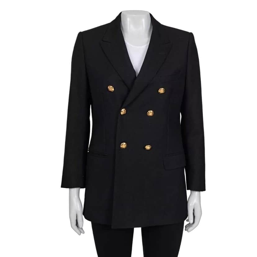 Celine Celine Black Double-Breasted Wool Jacket IT40/S Pre-owned Black Wool Good condition - Front View