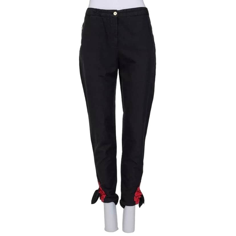 Yves Saint Laurent YSL Vintage Black Cotton-Silk Trousers Sz. 38 Pre-owned Black Cotton Good condition - Front View