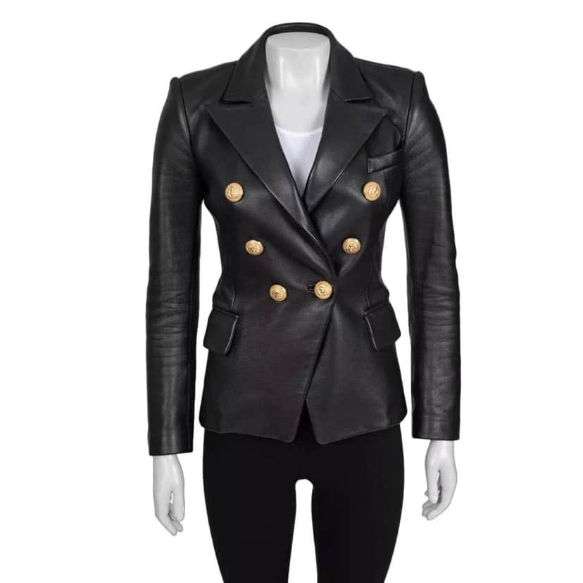 Balmain Balmain Luxurious Black Lamb Leather Jacket - Size FR34/XS Pre-owned Black Leather Good condition - Front View
