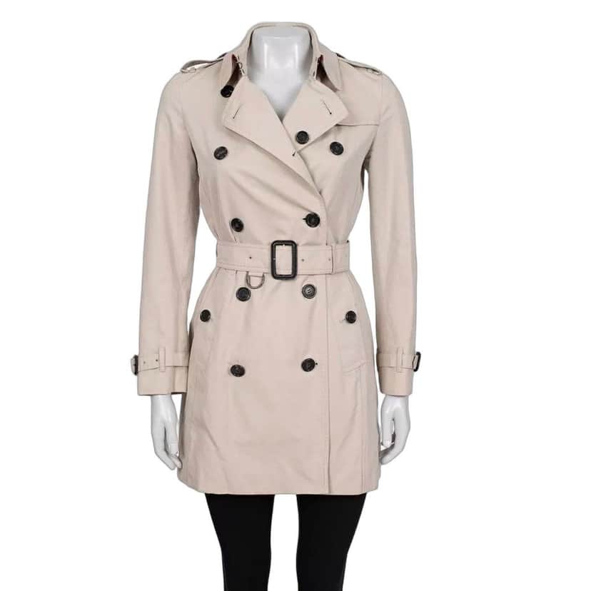 Burberry Burberry Beige Cropped Trench Coat with Belt EU32/XXS Pre-owned Beige Cotton Good condition - Front View