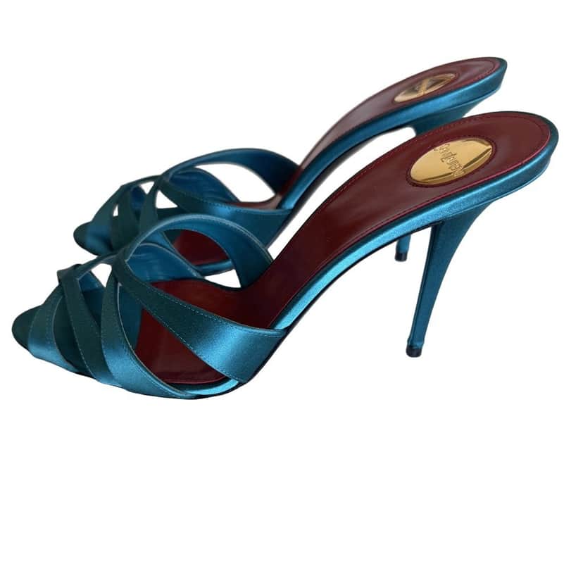 Saint Laurent Chandelle 95 Turquoise Lace Never worn, with tag - Front View