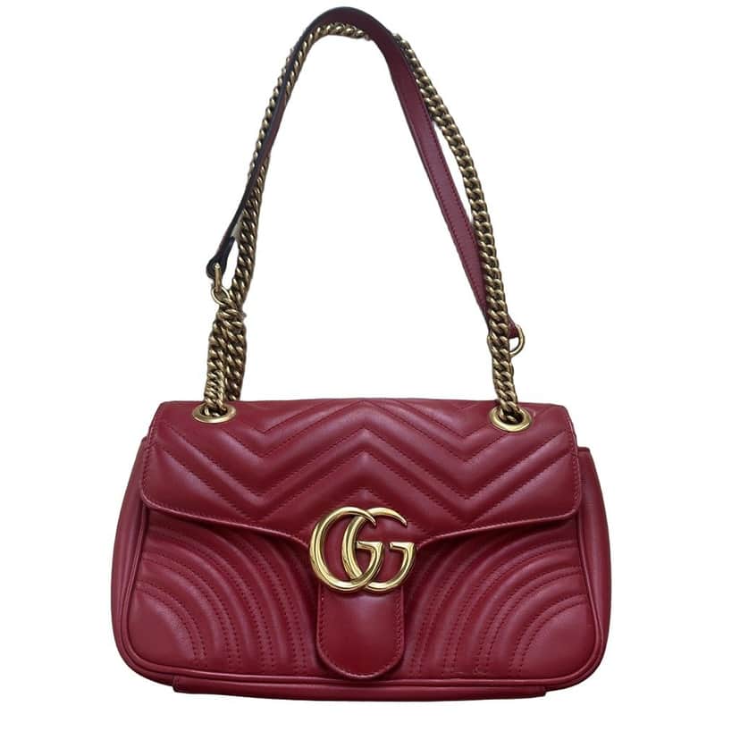 Gucci Gg Marmont Bag Red Leather Very good condition - Front View