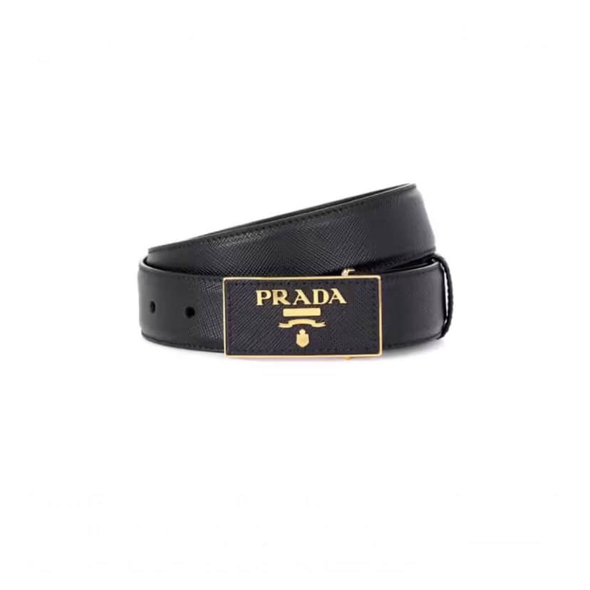 Prada Leather belt Black Leather Metal Never worn - Front View