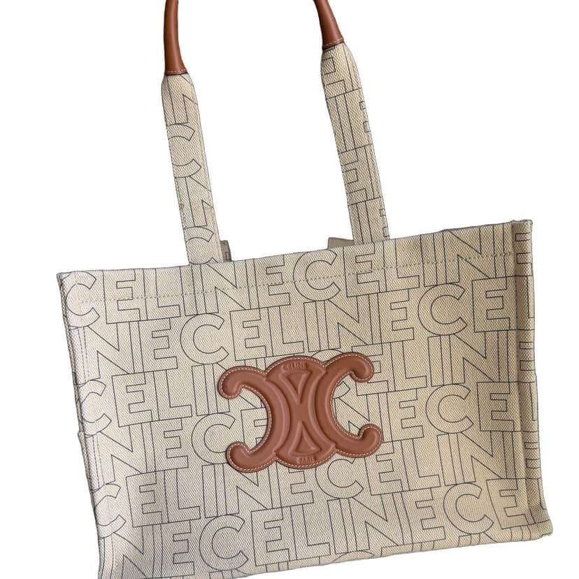 Celine Cabas Beige Cotton Very good condition - Front View